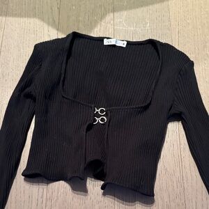 Zara Black Ribbed Crop Top